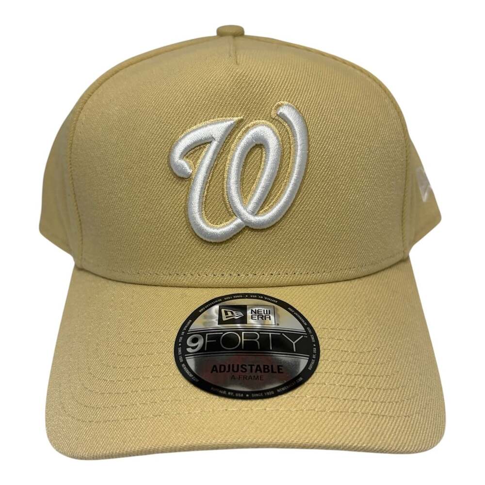 New Era Washington Nationals 9FORTY A-Frame Adjustable Hat Khaki